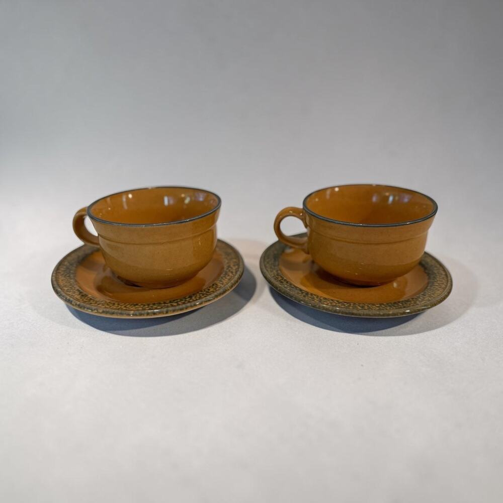 Pfaltzgraff 2 Stoneware Cups and Saucer Museum of American Folk Art America